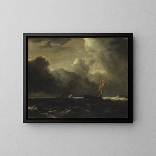 Sähkypilvet meren yläpuolella - Jacob van Ruisdael — kehystetty taideteos seinällä