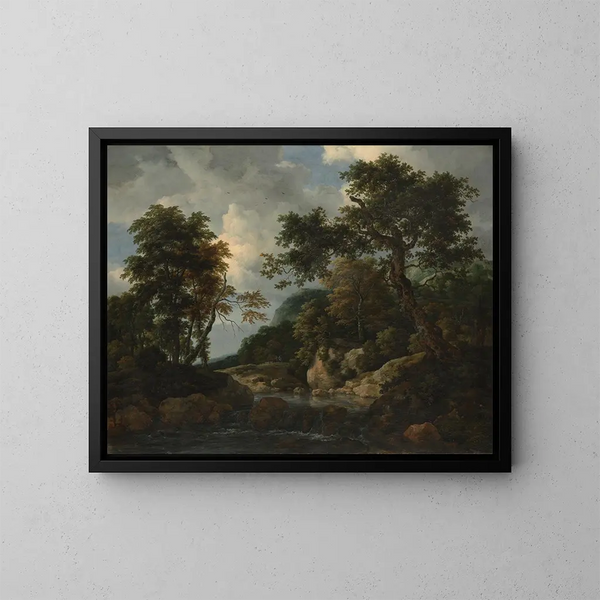 Le ruisseau forestier - Jacob van Ruisdael — kehystetty taideteos seinällä
