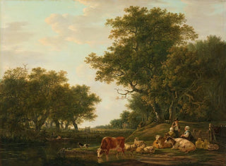 Jacob van Strij - Landscape with Peasants with their Cattle and Anglers on the Water.webp