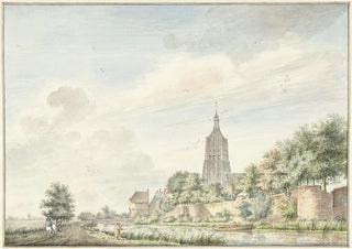 Jacobus Versteegen - Gezicht op Asperen met de stadsmuren en de kerktoren.webp