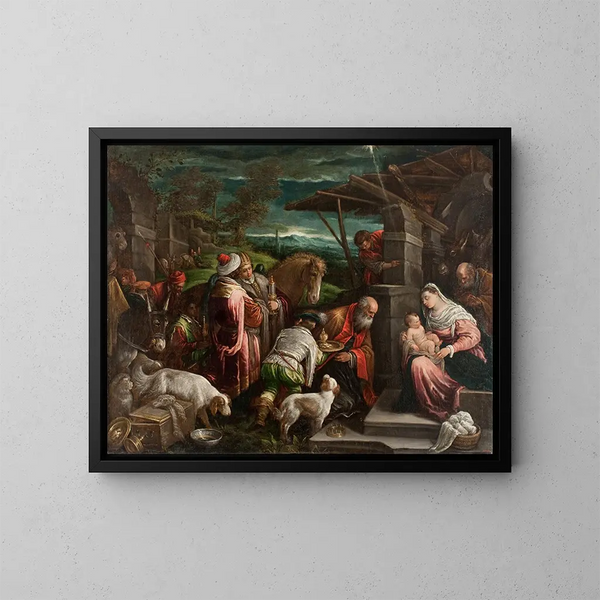 Adoration des Mages - Jacopo Bassano — kehystetty taideteos seinällä