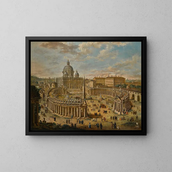 Vue panoramique de la place Saint-Pierre avec la basilique au-delà - Jacopo Fabris — kehystetty taideteos seinällä
