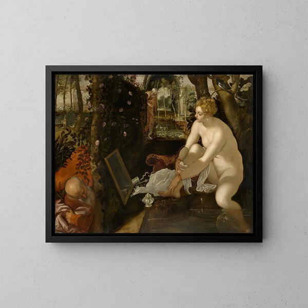 Susanne et les vieillards - Jacopo Tintoretto — kehystetty taideteos seinällä