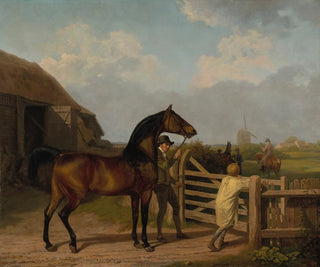 JacquesLaurent Agasse - Bay Ascham a stallion led through a gate to a mare.webp