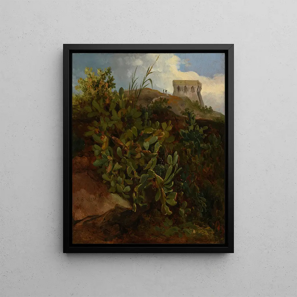 Tour et cactus - Jacques-Raymond Brascassat — kehystetty taideteos seinällä