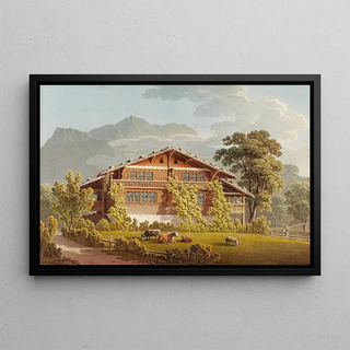 Jacques Henri Juillerat - Bauernhaus bei Brienz und Brienz Rothorn.webp