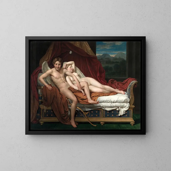 Cupidon et Psyché - Jacques Louis David — kehystetty taideteos seinällä