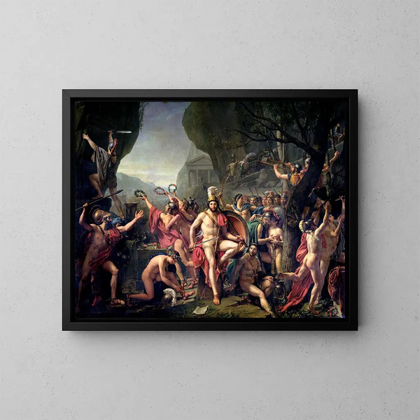 Léonidas aux Thermopyles - Jacques Louis David — kehystetty taideteos seinällä