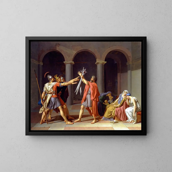 Le Serment des Horaces - Jacques Louis David — kehystetty taideteos seinällä