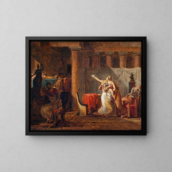 Le retour des licteurs à Brutus avec les corps de ses fils - Étudy - Jacques Louis David — kehystetty taideteos seinällä