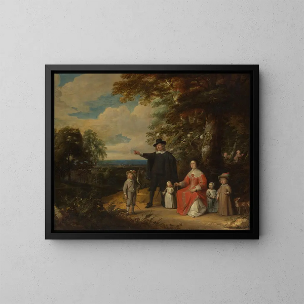 perheporträtista maisemassa - Jacques d'Arthois — kehystetty taideteos seinällä