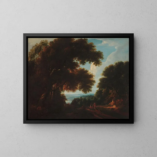 Metsänäkymä figuureilla - Jacques d'Arthois — kehystetty taideteos seinällä