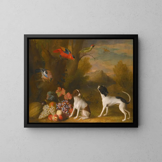 Jakob Bogdny - Landscape With Exotic Birds And Two Dogs.webp