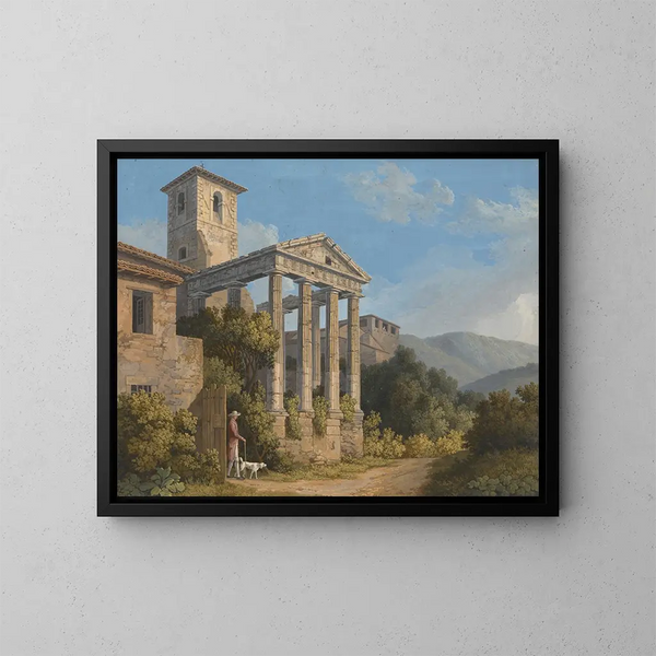 Le temple d'Hercule à Cori près de Velletri - Jakob Philipp Hackert — kehystetty taideteos seinällä