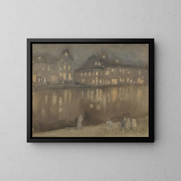 Grand Canal, Amsterdam, Nocturne - James Abbott McNeill Whistler — kehystetty taideteos seinällä
