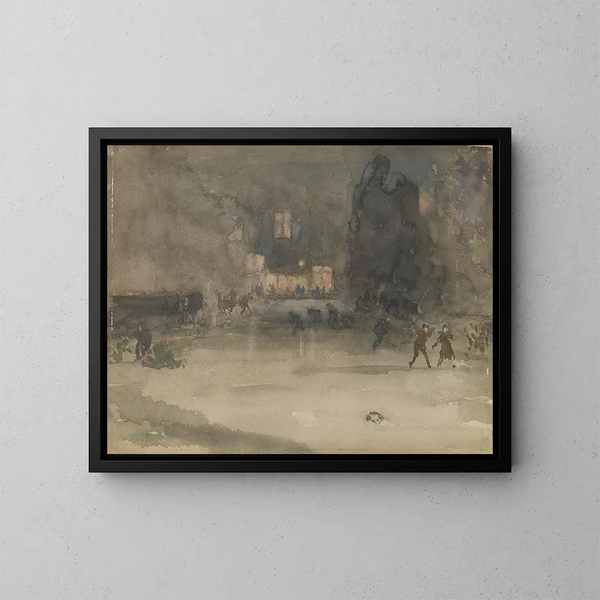 Nocturne à Amsterdam en hiver - James Abbott McNeill Whistler — kehystetty taideteos seinällä