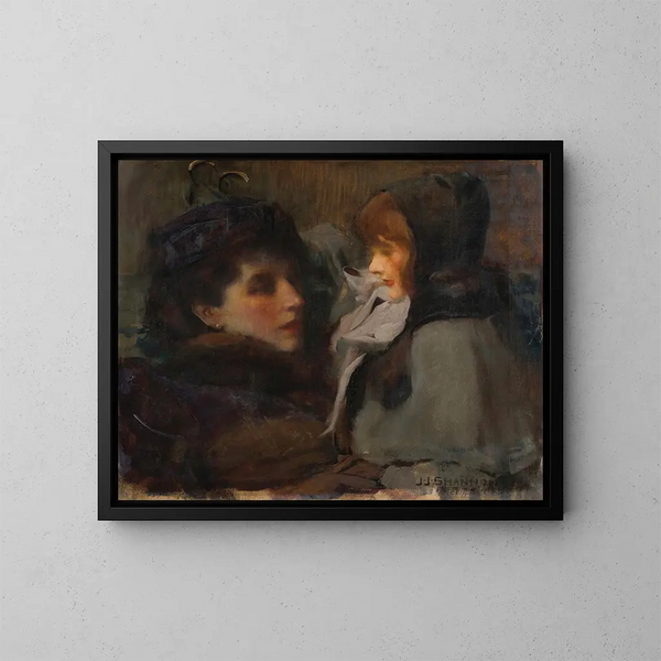 La femme et la fille de l'artiste - James Jebusa Shannon — kehystetty taideteos seinällä
