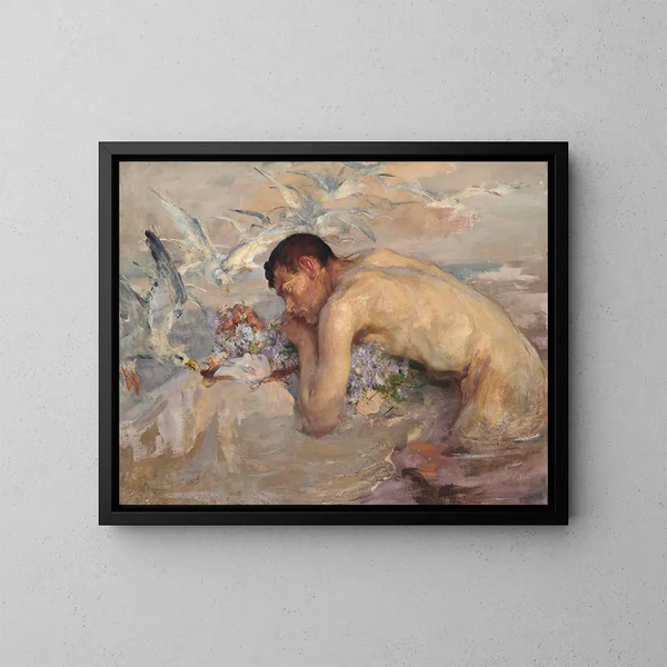 Le triton et la jeune fille - James Jebusa Shannon — kehystetty taideteos seinällä