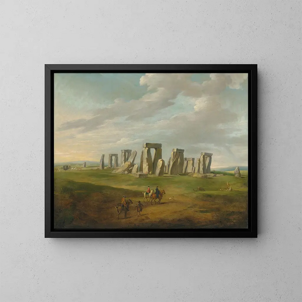 Stonehenge ja reki ja ratsastajia - James Ross — kehystetty taideteos seinällä