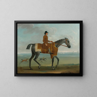 James Seymour - A Grey Racehorse With A Jockey Up Exercising On Newmarket Heath.webp