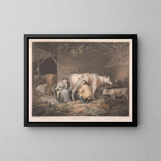 La maison des vaches - James Ward — kehystetty taideteos seinällä