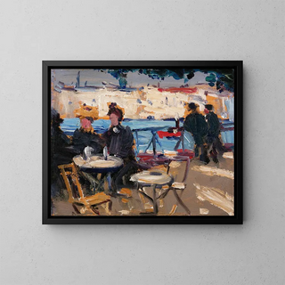 Kahvilakohtaus - James Wilson Morrice — kehystetty taideteos seinällä