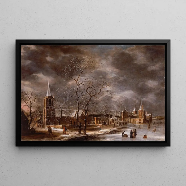 Jan Abrahamsz Beerstraaten - Warmond Castle in a Winter Landscape.webp
