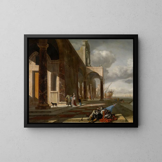 Un port de mer italien - Jan Baptist Weenix — kehystetty taideteos seinällä