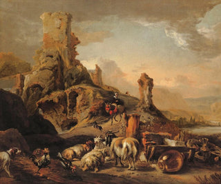 Jan Baptist Weenix - Shepherdess And Her Flock On A Path.webp