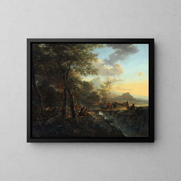 Italian landscape with a draftsman - Jan Both — kehystetty taideteos seinällä