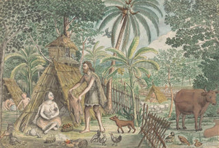 Jan Brandes - Adam en Eva in een utopisch dorpstafereel.webp