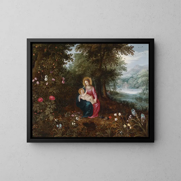 Le repos en fuite - Jan Brueghel le Jeune — kehystetty taideteos seinällä