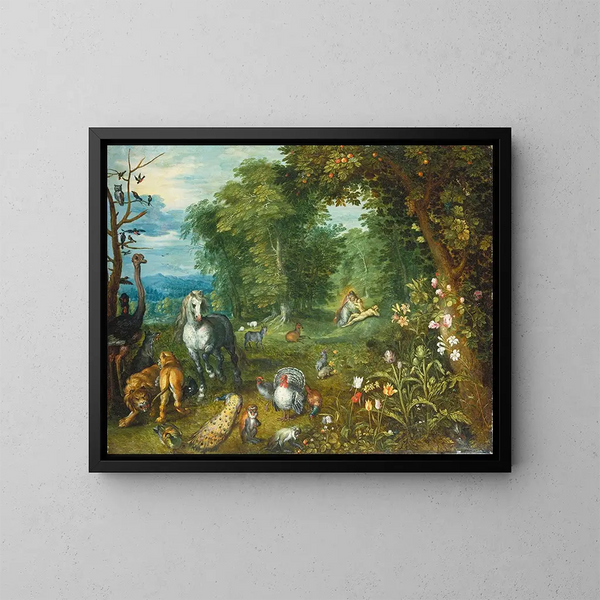 Le Paradis avec la Création d'Eve - Jan Brueghel le Jeune — kehystetty taideteos seinällä