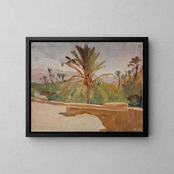 Oasis de Biskra avec des palmiers - Jan Cybis — kehystetty taideteos seinällä