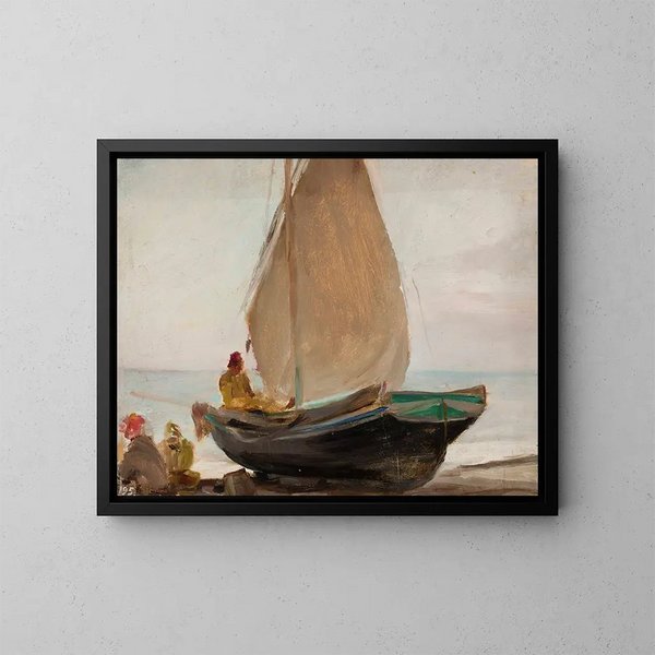 Bateau à Aloupka, du voyage en Crimée - Jan Cybis — kehystetty taideteos seinällä