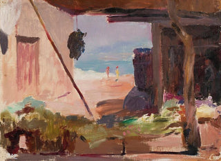 Jan Cigliski - Fragment of buildings at the seaside From the journey to Constantinople.webp