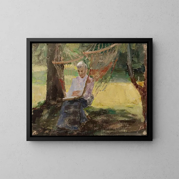 Taitetuloste Dans un hamac, portrait de Maria Rubtsov à Maryino - Jan Cybis | Taitetuloste — kehystetty taideteos seinällä