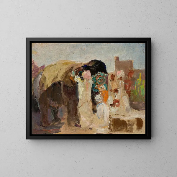 Peinture de Jaipur: l'éléphant du voyage en Inde - Jan Cybis — kehystetty taideteos seinällä