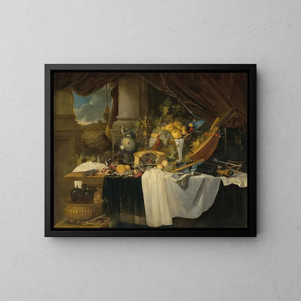 Nature morte de banquet - Jan Davidsz de Heem — kehystetty taideteos seinällä