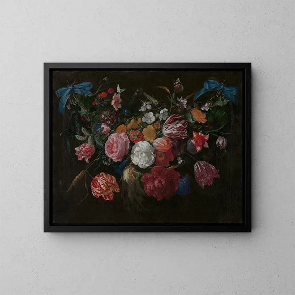 Kukat ja hyönteiset - Jan Davidsz de Heem — kehystetty taideteos seinällä