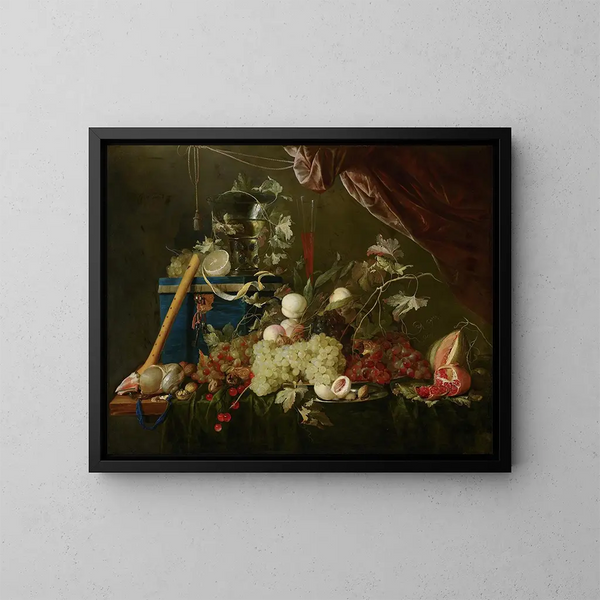 upeasta asetelmasta korurasian kanssa - Jan Davidsz de Heem — kehystetty taideteos seinällä