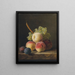 Luontokuva persikoista, viinirypäleistä ja luumuista hyllyllä - Jan Frans van Dael — kehystetty taideteos seinällä