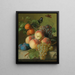 Päärynöiden, viinirypäleiden ja luumujen still life -maalauksesta kivireunalla linnun ja perhosen kanssa - Jan Frans van Dael — kehystetty taideteos seinällä