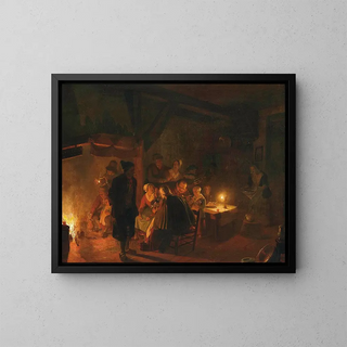 Jan Hendrik van Grootvelt - A family eating by candlelight in an interior.webp