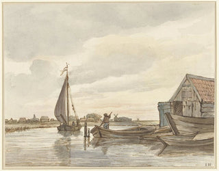 Jan Hulswit - Enkele bootjes op een sloot.webp