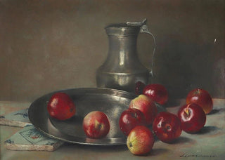 Jan Ingenhoes - Stillleben mit pfeln Zinnschale und Zinnkrug.webp