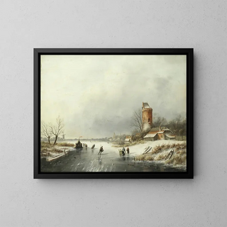 Jan Jacob Coenraad Spohler - A winter landscape with figures on the ice.webp
