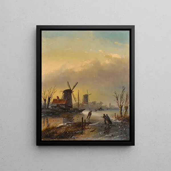 Jan Jacob Coenraad Spohler - Figures on a Dutch frozen waterway.webp
