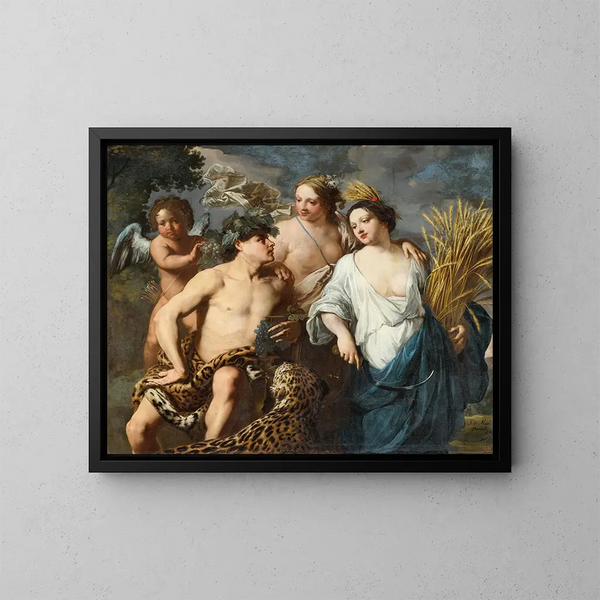 Cérès, Bacchus ja Venus - Jan Miel — kehystetty taideteos seinällä