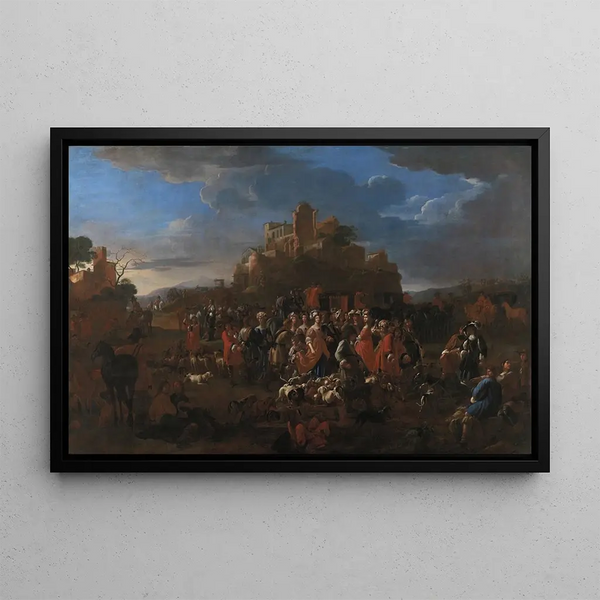 La Cour avec la Cour royale de Carlo Emanuele II et Francesca d'Orléans - Jan Miel — kehystetty taideteos seinällä